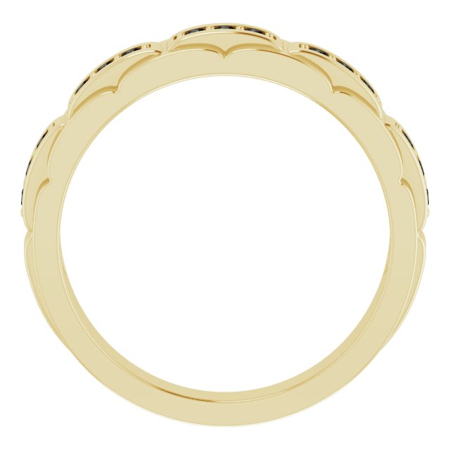 14K Yellow Gold Round 1.6 Mm Polished 1/4 Ctw Natural Black Diamond Pattern Ring, Size 10