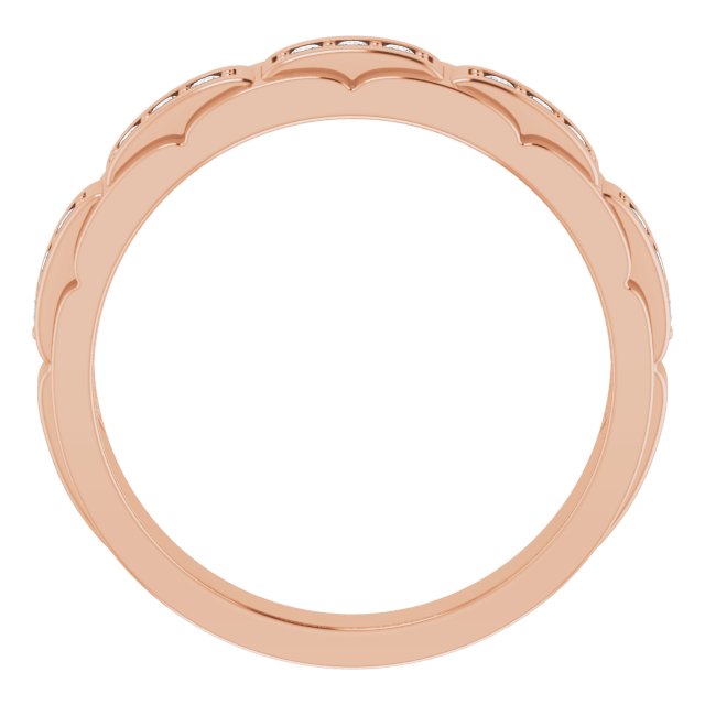 14K White Or Rose Gold Round 1.6 Mm Polished 1/4 Ctw Natural Diamond Pattern Ring, Size 10