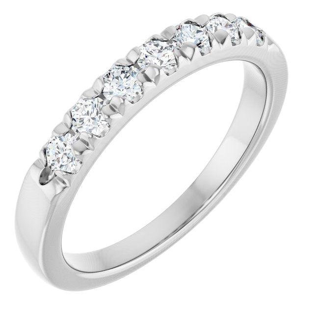 14K White Or Yellow Gold Round 2.5 Mm Polished 3/8 Ctw Lab-Grown Diamond French-Set Anniversary Band, Size 7