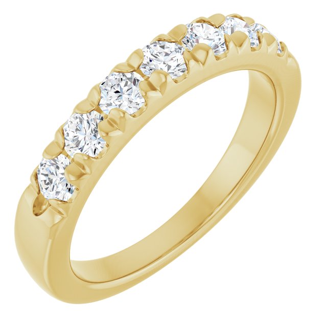 14K Yellow Gold Round 3 Mm Polished 3/4 Ctw Lab-Grown Diamond French-Set Anniversary Band, Size 7