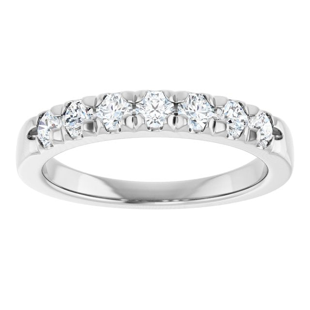 14K White Gold Round 2.75 Mm Polished 1/2 Ctw Lab-Grown Diamond French-Set Anniversary Band Size 7