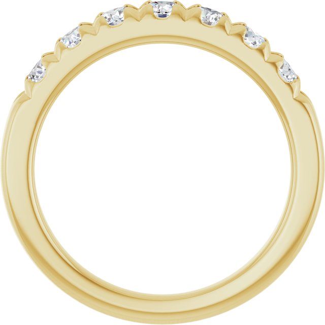 14K Yellow Gold Round 3 Mm Polished 3/4 Ctw Lab-Grown Diamond French-Set Anniversary Band, Size 7