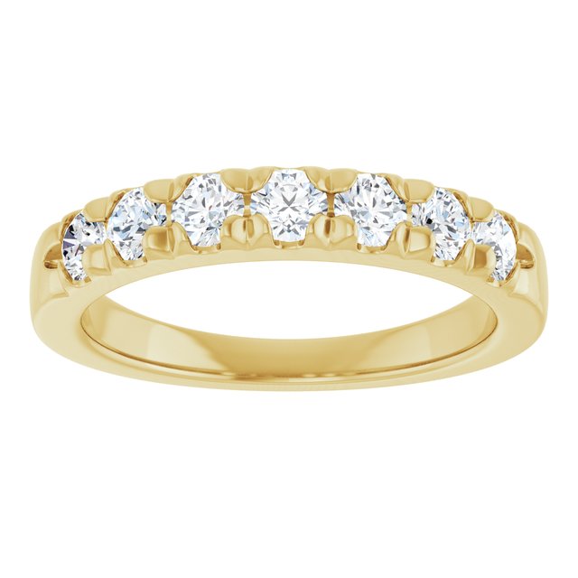 14K Yellow Gold Round 3 Mm Polished 3/4 Ctw Lab-Grown Diamond French-Set Anniversary Band, Size 7