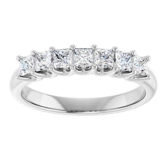 14K White Gold Square 2.5 X 2.5 Mm Polished 5/8 Ctw Lab-Grown Diamond Anniversary Band Size 7