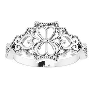 14K White Gold Polished Vintage-Inspired Ring Size 7