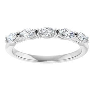 14K White Gold Marquise 4.25 X 2.25 Mm Polished 1/2 Ctw Natural Diamond Anniversary Band Size 7