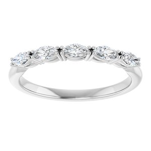 14K White Gold Marquise 4 X 2 Mm Polished 1/3 Ctw Lab-Grown Diamond Anniversary Band Size 7