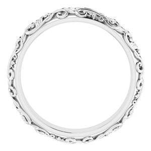 Platinum Sculptural Band With Milgrain Center Size 7.5