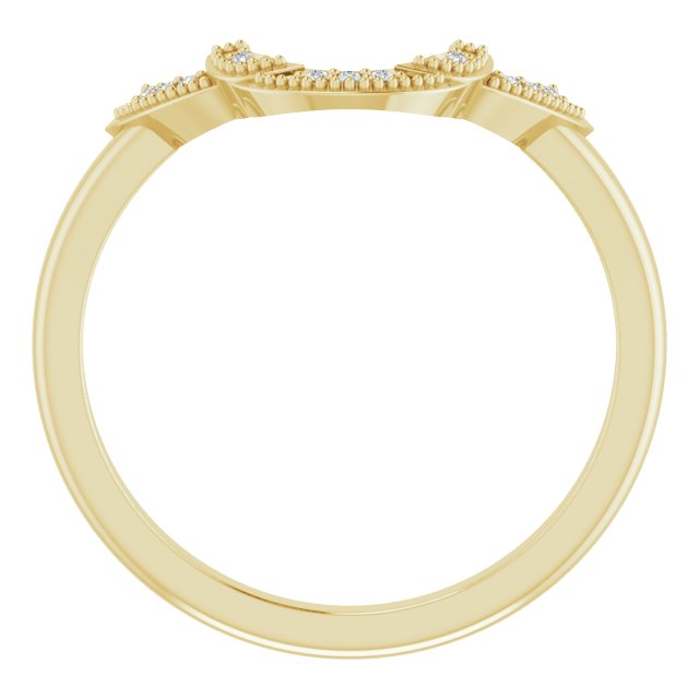 14K Yellow Gold Round .8 Mm Polished .025 Ctw Natural Diamond Matching Band, Size 7
