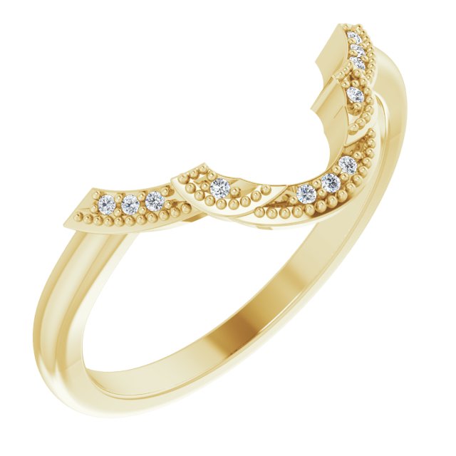 14K Yellow Gold Round .8 Mm Polished .025 Ctw Natural Diamond Matching Band, Size 7