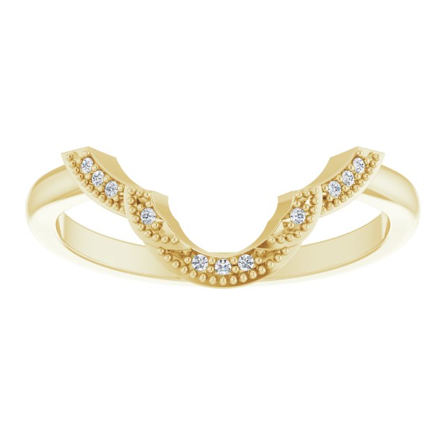 14K Yellow Gold Round .8 Mm Polished .025 Ctw Natural Diamond Matching Band, Size 7