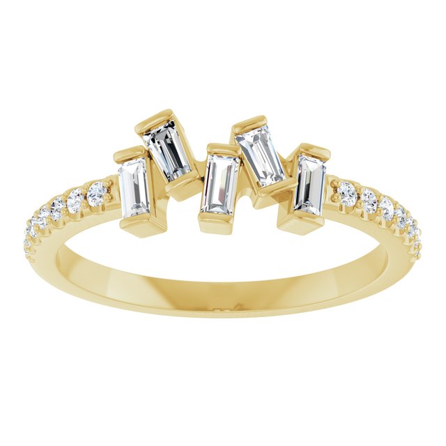 14K White Or Yellow Gold Polished 1/3 Ctw Natural Diamond Scattered Ring, Size 7