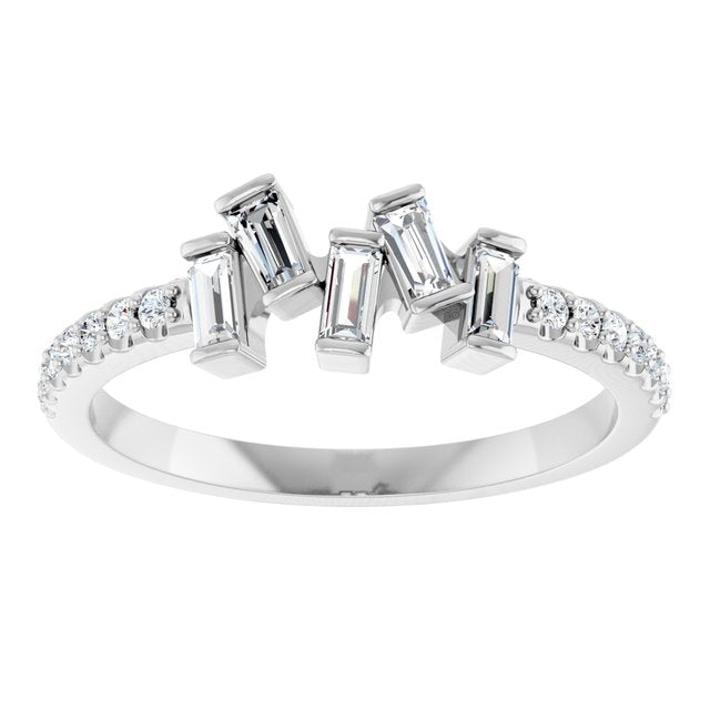 14K White Or Yellow Gold Polished 1/3 Ctw Natural Diamond Scattered Ring, Size 7