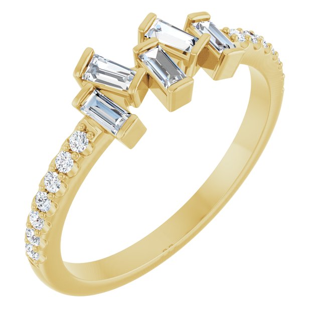 14K White Or Yellow Gold Polished 1/3 Ctw Natural Diamond Scattered Ring, Size 7