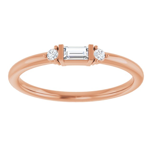 14K White Or Yellow Or Rose Gold Straight Baguette 3.5 X 2 Mm Polished 1/8 Ctw Natural Diamond Stackable Ring, Size 7