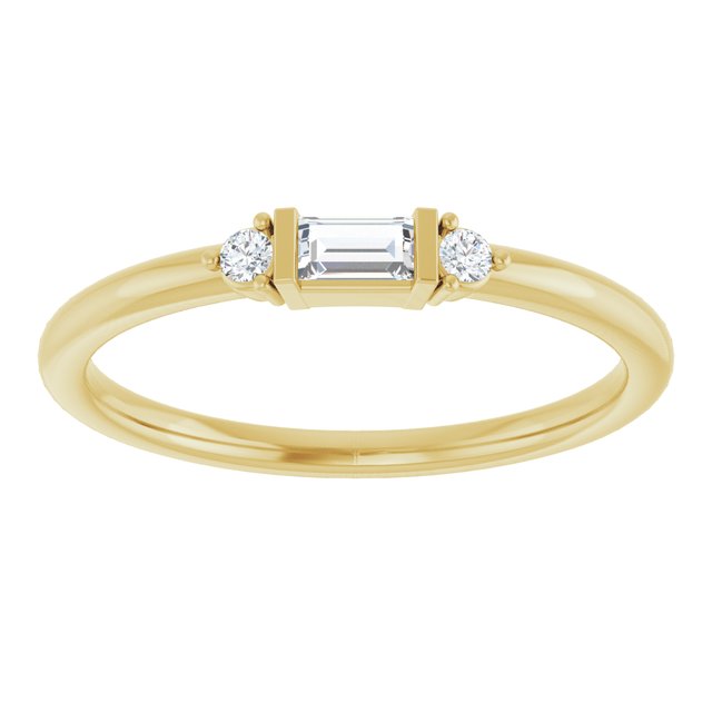 14K White Or Yellow Or Rose Gold Straight Baguette 3.5 X 2 Mm Polished 1/8 Ctw Natural Diamond Stackable Ring, Size 7