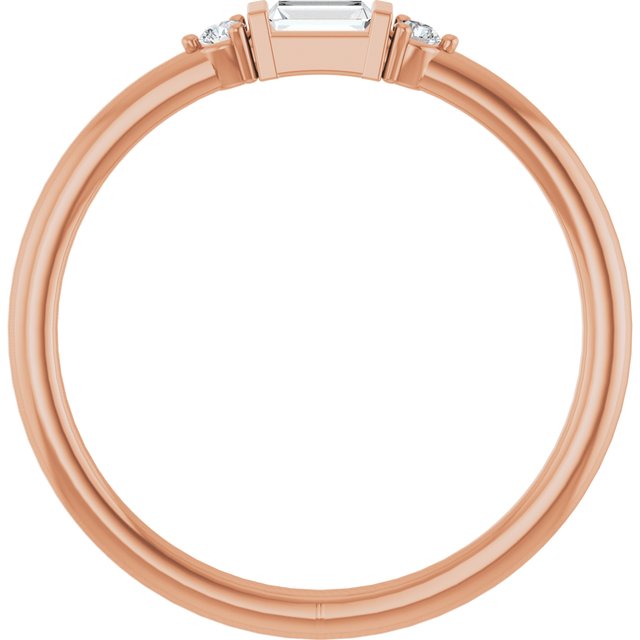 14K White Or Yellow Or Rose Gold Straight Baguette 3.5 X 2 Mm Polished 1/8 Ctw Natural Diamond Stackable Ring, Size 7