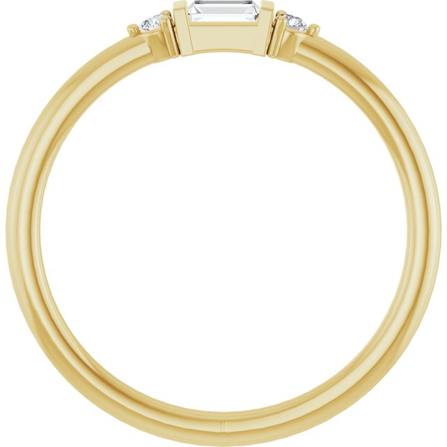 14K White Or Yellow Or Rose Gold Straight Baguette 3.5 X 2 Mm Polished 1/8 Ctw Natural Diamond Stackable Ring, Size 7