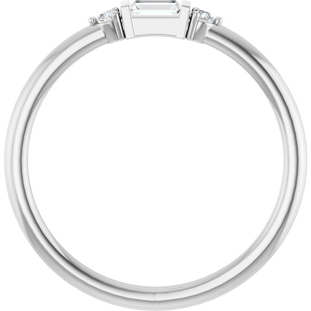 14K White Or Yellow Or Rose Gold Straight Baguette 3.5 X 2 Mm Polished 1/8 Ctw Natural Diamond Stackable Ring, Size 7