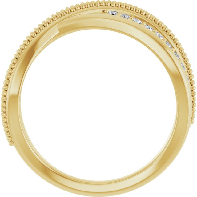14K White Or Yellow Gold Round 1.3 Mm Polished 1/5 Ctw Natural Diamond Criss-Cross Ring, Size 7