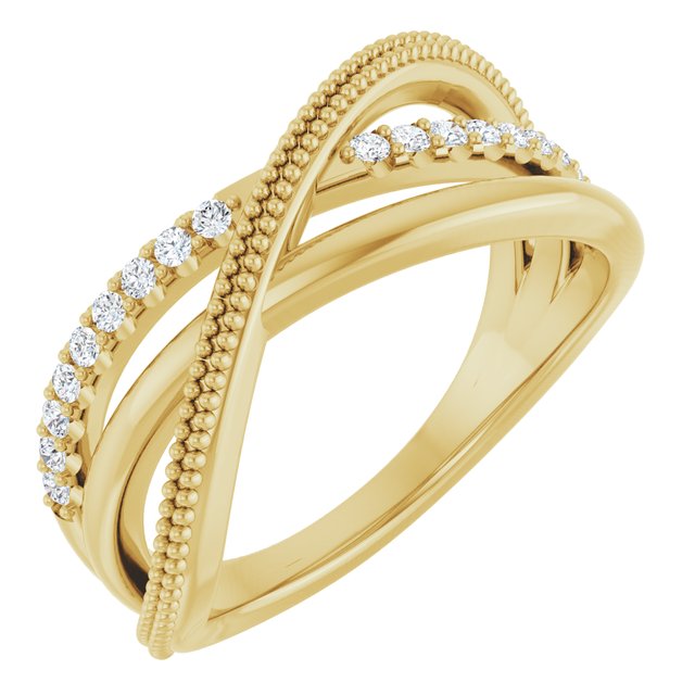 14K White Or Yellow Gold Round 1.3 Mm Polished 1/5 Ctw Natural Diamond Criss-Cross Ring, Size 7