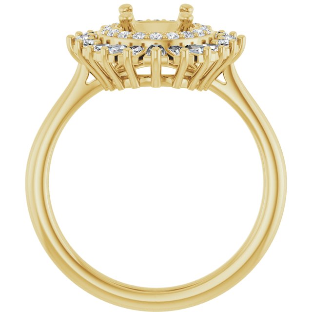 14K Yellow Gold Round 6.5 Mm Si2-Si3, G-H Polished 1/2 Ctw Natural Diamond Semi-Set Engagement Ring, Size 7