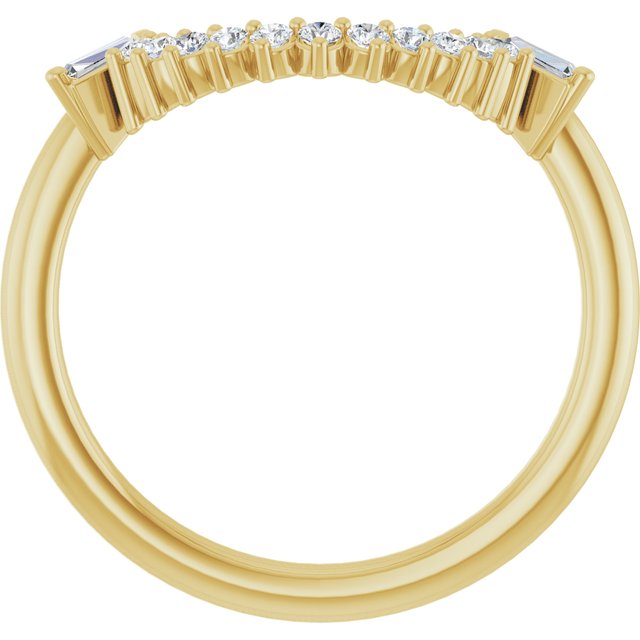 14K Yellow Gold Round Si2-Si3, G-H Polished 1/5 Ctw Natural Diamond Matching Band, Size 7