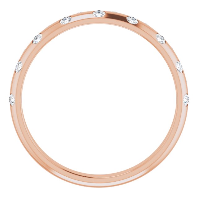 14K Rose Gold Round 1.5 Mm Si2-Si3, G-H Polished 1/6 Ctw Natural Diamond Anniversary Band, Size 6.5