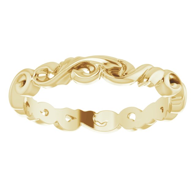 14K Yellow Gold 3 Mm Polished Sculptural Standard-Fit Band, Size 6.5