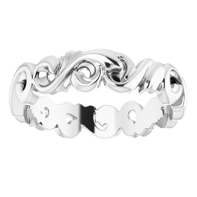 14K White Gold 5 Mm Polished Sculptural Standard-Fit Band, Size 7