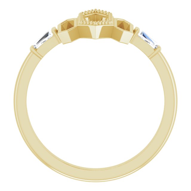 14K Yellow Gold Tapered Baguette 3.25 X 2 X 1.5 Mm Polished 1/8 Ctw Natural Diamond Geometric Ring, Size 7