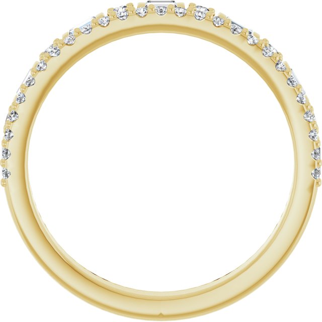 14K Yellow Or Rose Gold Straight Baguette 2.25 X 1.5 Mm Polished 3/8 Ctw Natural Diamond Double Row Anniversary Band, Size 7
