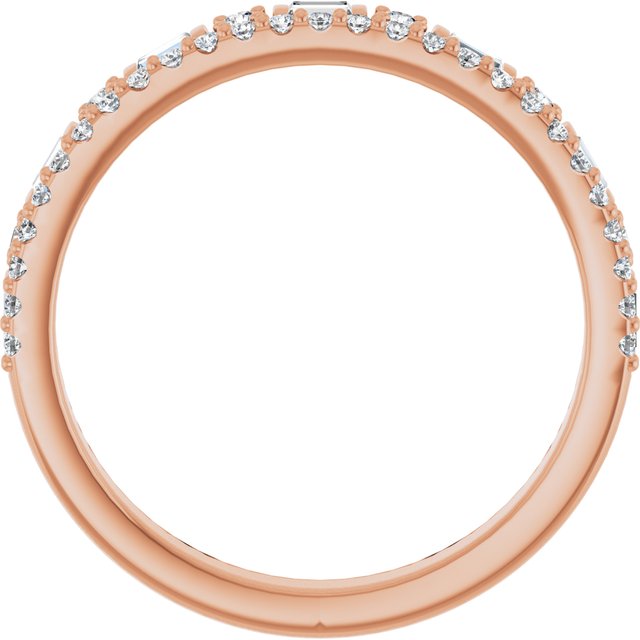 14K Yellow Or Rose Gold Straight Baguette 2.25 X 1.5 Mm Polished 3/8 Ctw Natural Diamond Double Row Anniversary Band, Size 7