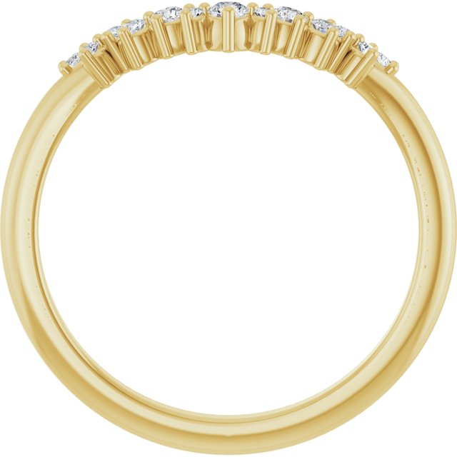 14K Yellow Or White Or Rose Gold Or Platinum Round Polished 1/6 Ctw Natural Diamond Contour Band, Size 7