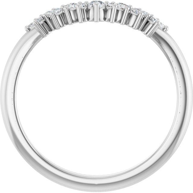 14K Yellow Or White Or Rose Gold Or Platinum Round Polished 1/6 Ctw Natural Diamond Contour Band, Size 7