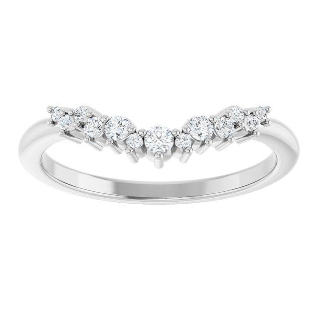 14K Yellow Or White Or Rose Gold Or Platinum Round Polished 1/6 Ctw Natural Diamond Contour Band, Size 7
