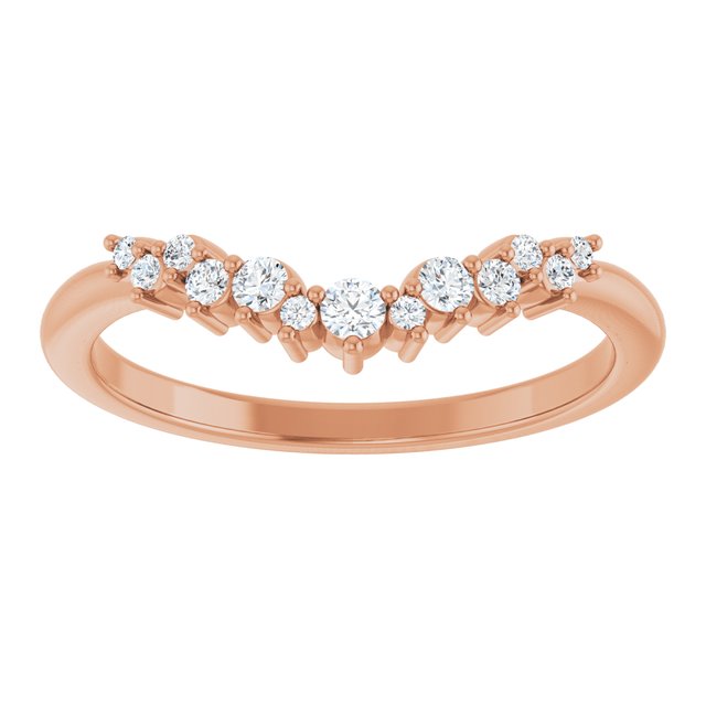 14K Yellow Or White Or Rose Gold Or Platinum Round Polished 1/6 Ctw Natural Diamond Contour Band, Size 7
