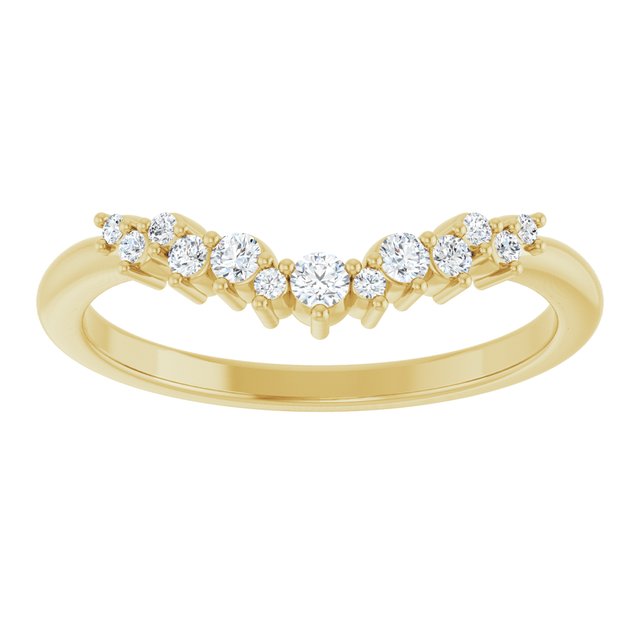 14K Yellow Or White Or Rose Gold Or Platinum Round Polished 1/6 Ctw Natural Diamond Contour Band, Size 7