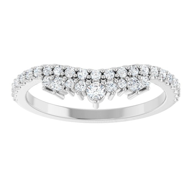 14K White Gold Round Polished 1/3 Ctw Natural Diamond Contour Band, Size 7