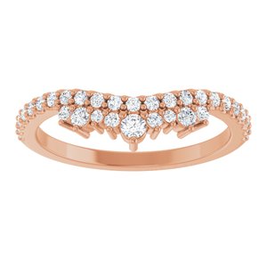 14K Rose Gold Natural Diamond Round Natural Diamond Polished 1/3 Ctw Natural Diamond Contour Band Size 7