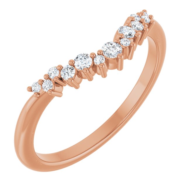 14K Yellow Or White Or Rose Gold Or Platinum Round Polished 1/6 Ctw Natural Diamond Contour Band, Size 7