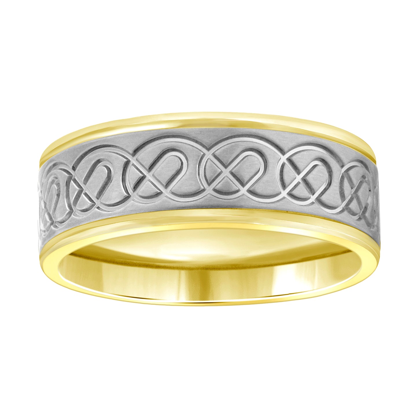 Stainless Steel Mens Two-Tone Center Brushed Infinity Sizes 7 - 14 Comfort-Fit Fashion Bridal Anniversary Wedding Engagement Band Ring