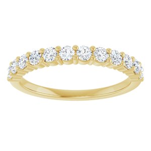14K Yellow Gold Round 2.25 Mm F+ Vs 1/2 Ctw Lab-Grown Diamond Anniversary Band Size 7