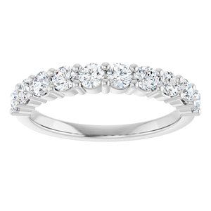 Platinum Round 2.75 Mm Gh Si2-Si3 3/4 Ctw Natural Diamond Anniversary Band Size 7