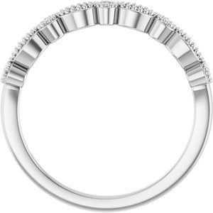 Platinum Round 1.3 Mm Polished .08 Ctw Natural Diamond Vintage-Inspired Matching Band Size 7