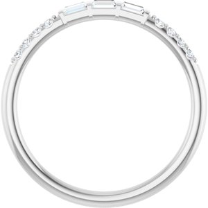 Platinum Straight Baguette 2.5 X 1.5 Mm Polished 1/6 Ctw Natural Diamond Anniversary Band Size 7