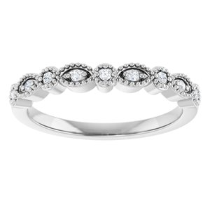 Platinum Round 1.3 Mm Polished .08 Ctw Natural Diamond Vintage-Inspired Matching Band Size 7