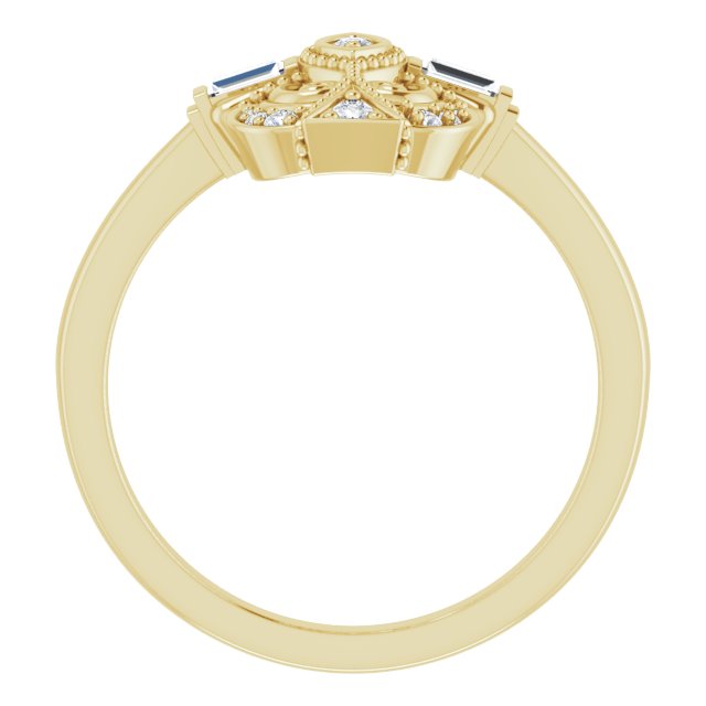 14K Yellow Gold Polished 1/5 Ctw Natural Diamond Vintage-Inspired Ring, Size 7