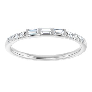 Platinum Straight Baguette 2.5 X 1.5 Mm Polished 1/6 Ctw Natural Diamond Anniversary Band Size 7
