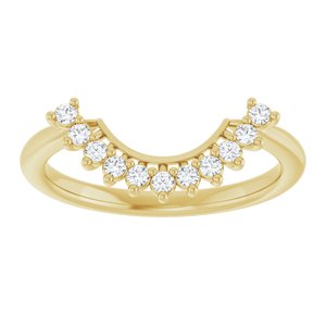 14K Yellow Gold Round All Sizes Si2-Si3, G-H :: 1/6 Ctw Polished 1/6 Ctw Natural Diamond Matching Band